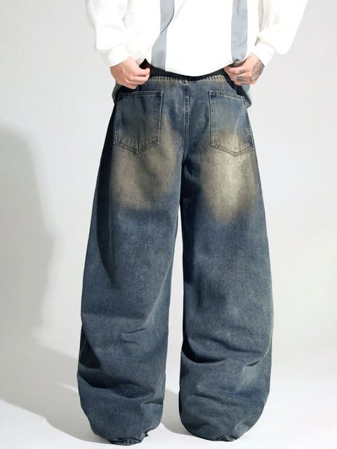 sky collection Men Wide Leg Mid Rise Blue Jeans - Image 8