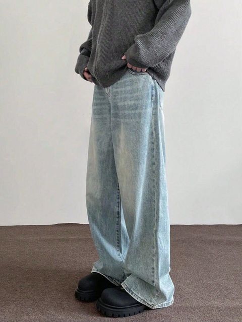 Leriya Fashion Men Loose Fit High Rise Light Blue Jeans - Image 6