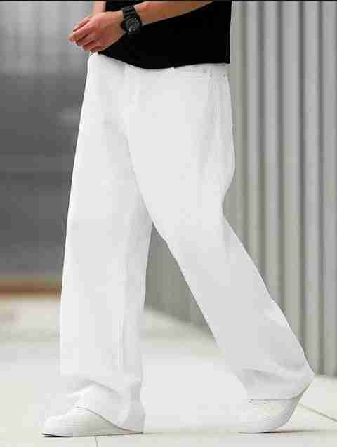 DENIM DUCH Men Loose Fit Mid Rise White Jeans - Image 5