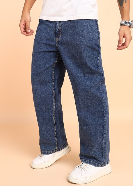 MONTREZ Men Straight Fit Mid Rise Blue Jeans - Image 5