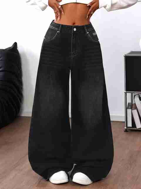 sky collection Women Loose Fit High Rise Black Jeans - Image 5