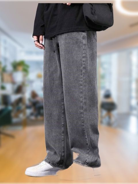 DENIM LOOK Men Baggy Fit Mid Rise Grey Jeans - Image 7