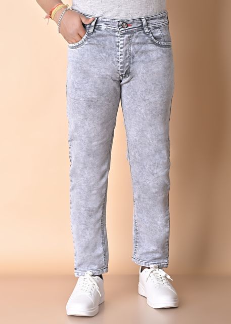Glossy TP Men Slim Mid Rise Grey Jeans - Image 6