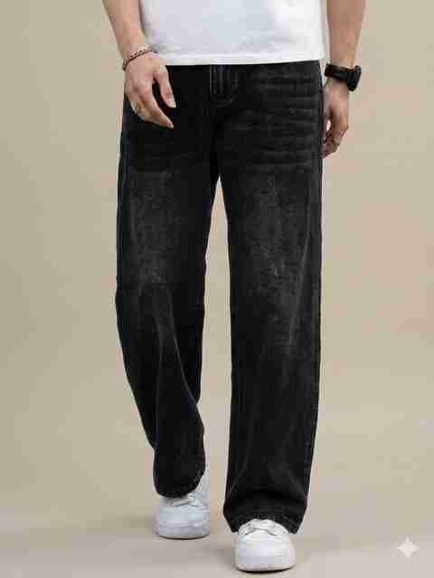 RKDENIM Men Wide Leg Mid Rise Dark Grey Jeans - Image 5