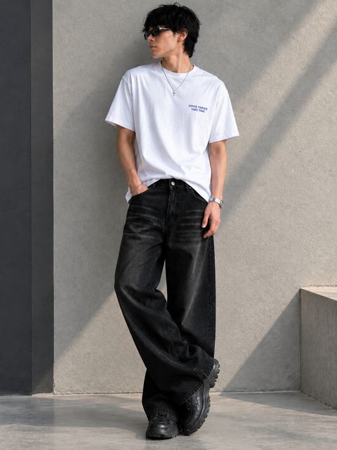9XDenims Men Baggy Fit Mid Rise Black Jeans - Image 4