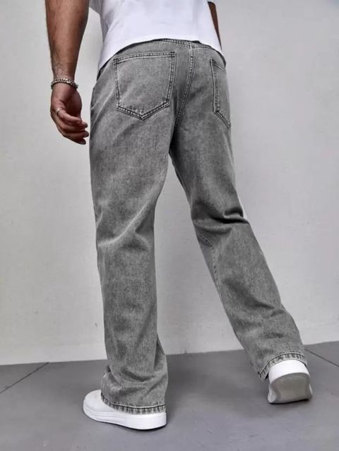 DENIM FIT Men Loose Fit Mid Rise Grey Jeans - Image 3