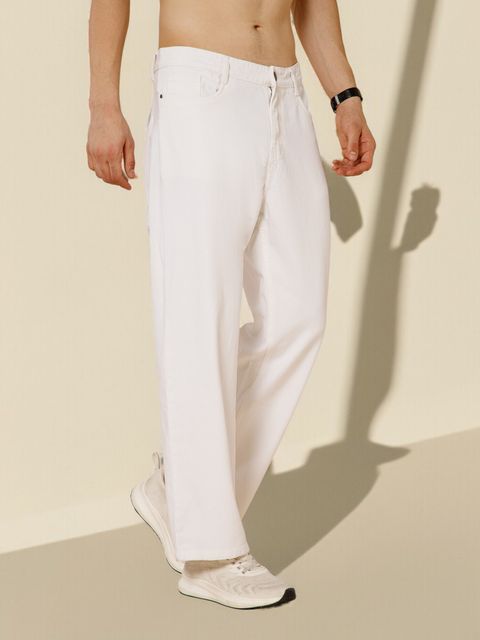 STUDIO NEXX Men Loose Fit Mid Rise White Jeans - Image 6