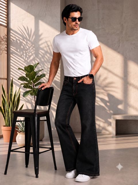 PODGE Men Boot-Leg Mid Rise Black Jeans - Image 8