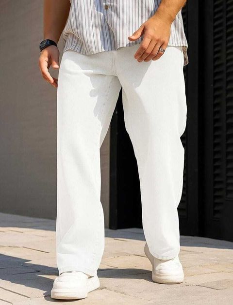 wearworld Men Loose Fit Mid Rise White Jeans - Image 7