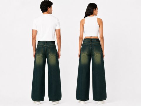 PAYALCOLLECTION Men & Women Straight Fit Mid Rise Green Jeans (Pack of 2) - Image 4