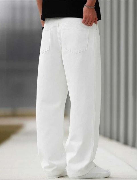 DENIM DUCH Men Loose Fit Mid Rise White Jeans - Image 6
