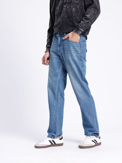 Glitchez Men Loose Fit Mid Rise Blue Jeans - Image 8