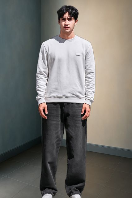 PODGE Men Loose Fit Mid Rise Dark Grey Jeans - Image 6