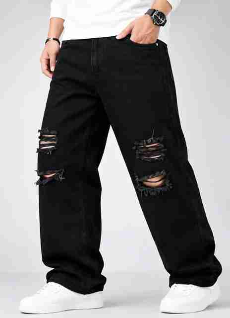 Ayush Enterprises Men Loose Fit Low Rise Black Jeans - Image 5