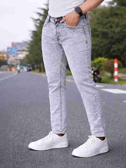 Glossy TP Men Slim Mid Rise Grey Jeans - Image 5