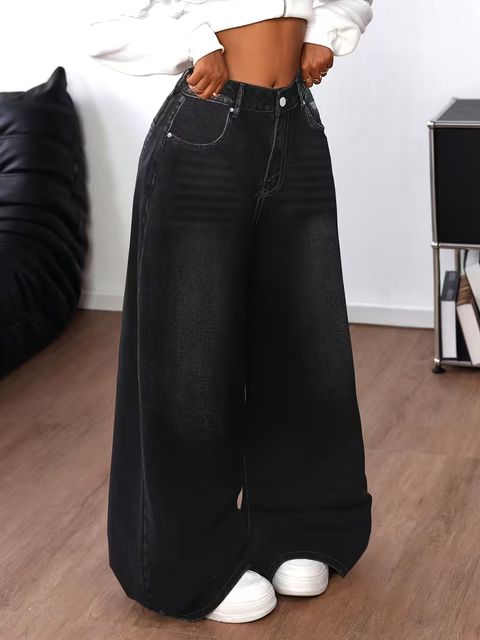 sky collection Women Loose Fit High Rise Black Jeans - Image 8
