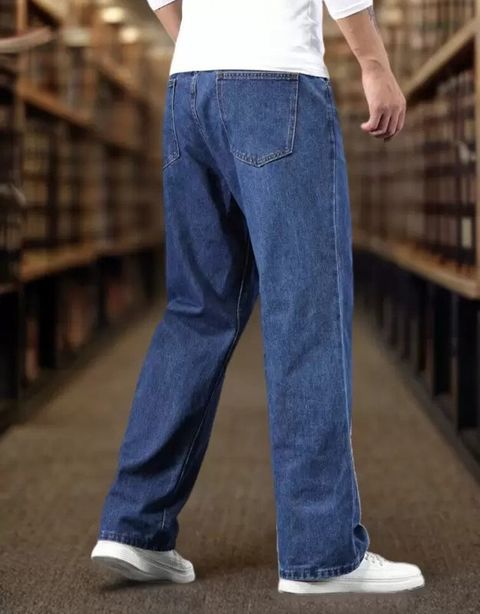Playfeel Men Loose Fit Mid Rise Dark Blue Jeans - Image 3