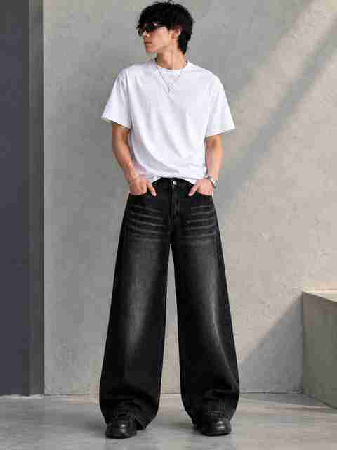9XDenims Men Baggy Fit Mid Rise Black Jeans - Image 3