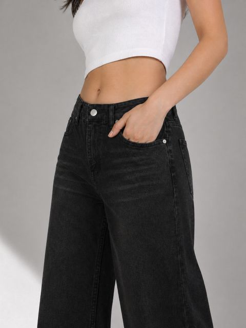 LAZZY Women Loose Fit High Rise Dark Grey Jeans - Image 5