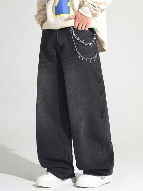sejvan Men Wide Leg Mid Rise Black Jeans - Image 5