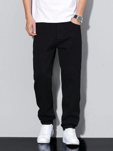 HITBULL Men Straight Fit Mid Rise Black Jeans - Image 7