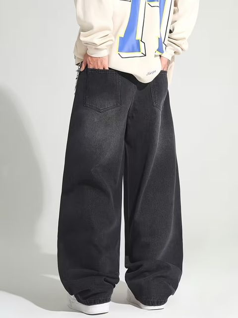 sejvan Men Wide Leg Mid Rise Black Jeans - Image 3