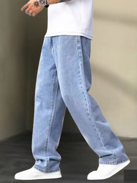 Playfeel Men Loose Fit Mid Rise Light Blue Jeans - Image 6