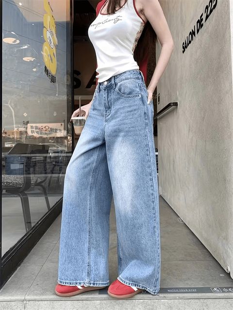 AAV2 Women Wide Leg High Rise Light Blue Jeans - Image 5