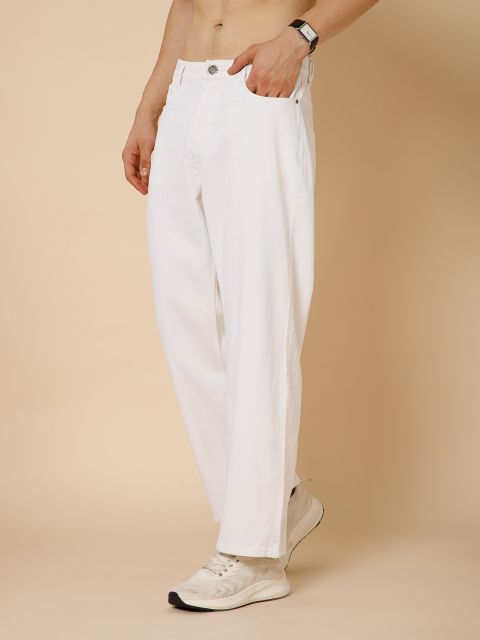 STUDIO NEXX Men Loose Fit Mid Rise White Jeans - Image 7