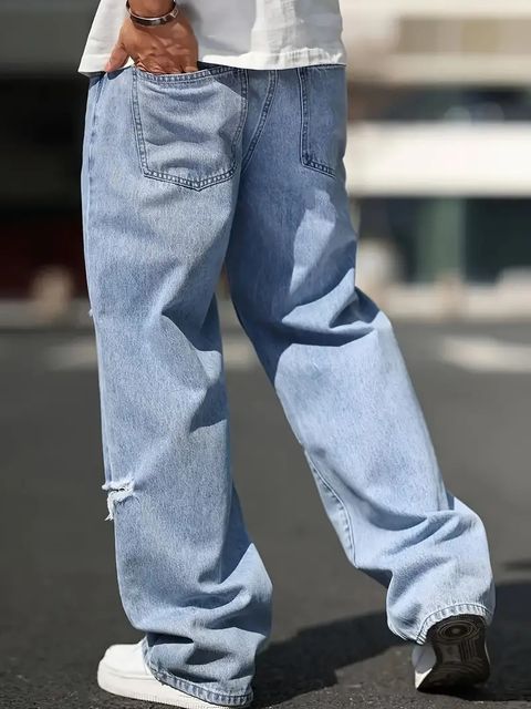 SKGAMEONE Men Loose Fit Mid Rise Blue Jeans - Image 6