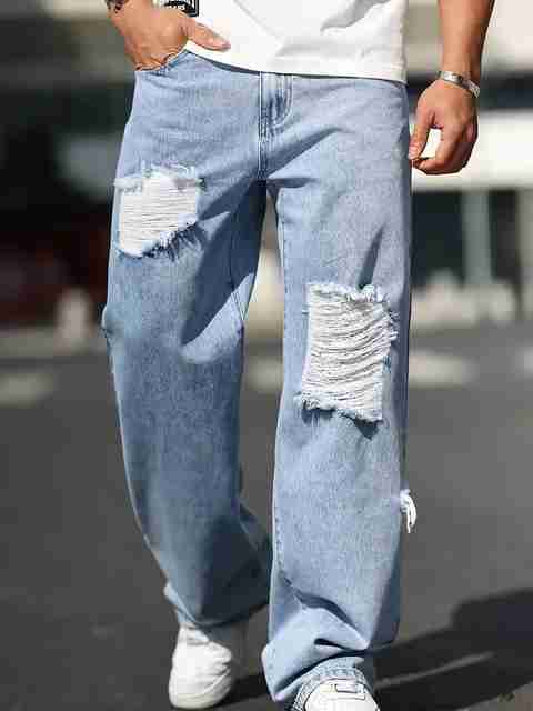 SKGAMEONE Men Loose Fit Mid Rise Blue Jeans - Image 5