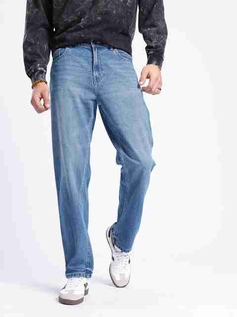 Glitchez Men Loose Fit Mid Rise Blue Jeans - Image 5