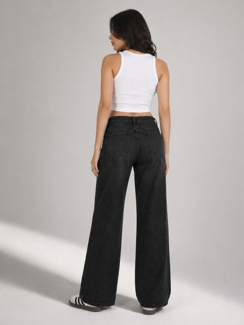 LAZZY Women Loose Fit High Rise Dark Grey Jeans - Image 3