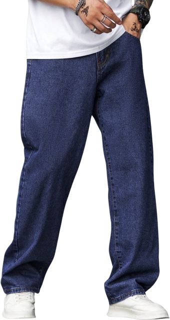 OFTEN LOOK Men Loose Fit Mid Rise Dark Blue Jeans - Image 5