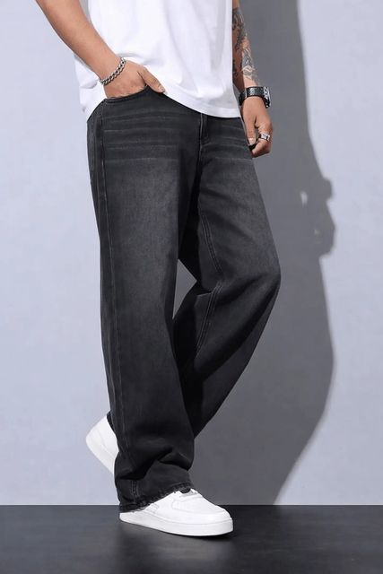DENWOX Men Straight Fit Mid Rise Dark Grey Jeans - Image 8