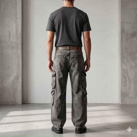 IBB Men Baggy Fit Mid Rise Green Jeans - Image 4