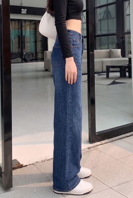 zayla Women Wide Leg High Rise Dark Blue Jeans - Image 8