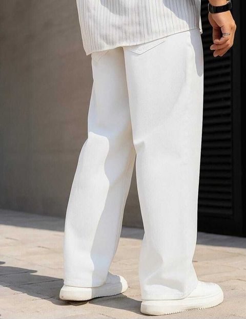 wearworld Men Loose Fit Mid Rise White Jeans - Image 6