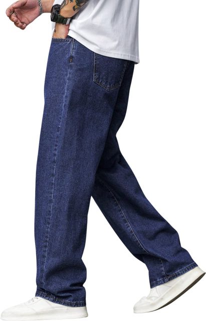 OFTEN LOOK Men Loose Fit Mid Rise Dark Blue Jeans - Image 4