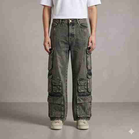 IBB Men Baggy Fit Mid Rise Green Jeans - Image 3