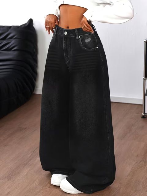 sky collection Women Loose Fit High Rise Black Jeans - Image 7