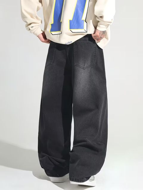 sejvan Men Wide Leg Mid Rise Black Jeans - Image 6