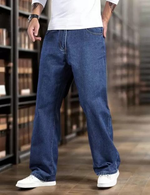 Playfeel Men Loose Fit Mid Rise Dark Blue Jeans - Image 5