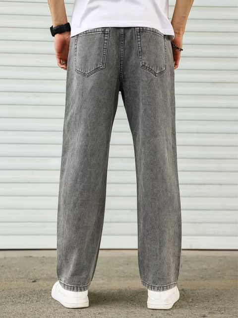 Tashanbaaz Men Straight Fit Mid Rise Grey Jeans - Image 5