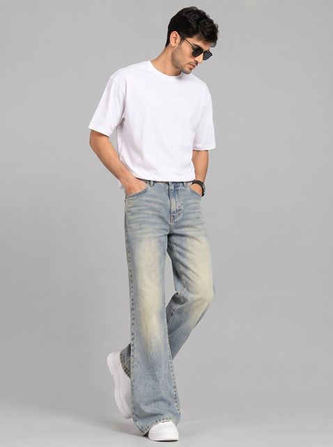 Ambrane Men Boot-Leg Mid Rise Light Blue Jeans - Image 6