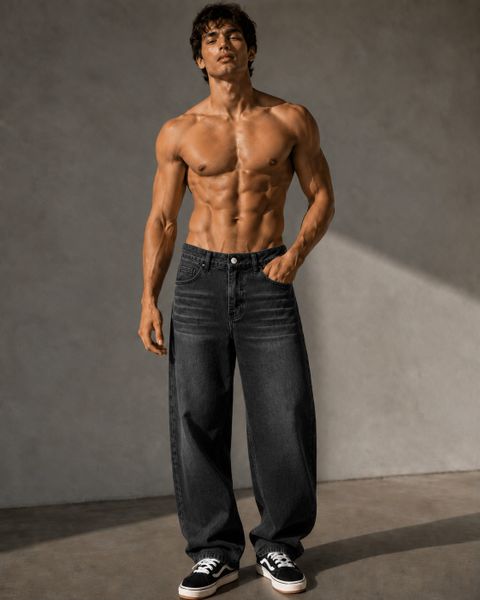 sanedi Men Baggy Fit High Rise Black Jeans - Image 7