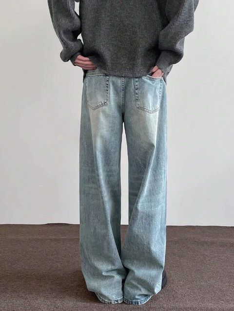 Leriya Fashion Men Loose Fit High Rise Light Blue Jeans - Image 3