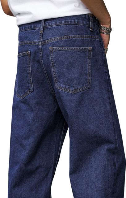 OFTEN LOOK Men Loose Fit Mid Rise Dark Blue Jeans - Image 3