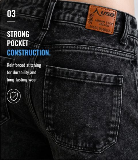 USD Men Mom Fit Mid Rise Black Jeans - Image 5