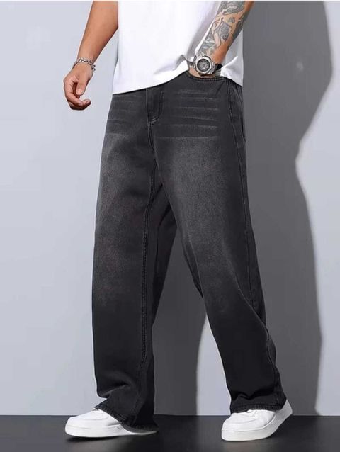 RKDENIM Men Loose Fit Mid Rise Dark Grey Jeans - Image 4